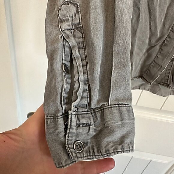 COTTON ON grey chambray button up collared shirt casual relaxed women's small - Picture 4 of 9